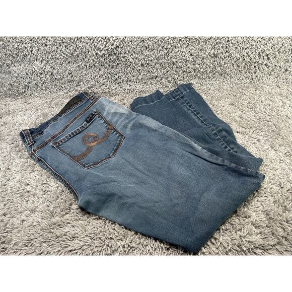 Womens Seven 7 for All Mankind Wide Leg Medium Wash Blue Denim Jeans Size 12 - Picture 1 of 7